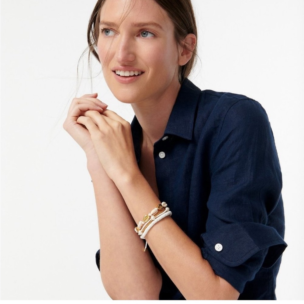 J.Crew Seaside Bracelet Set of 3 NWT vacation jewelry fresh water pearl New